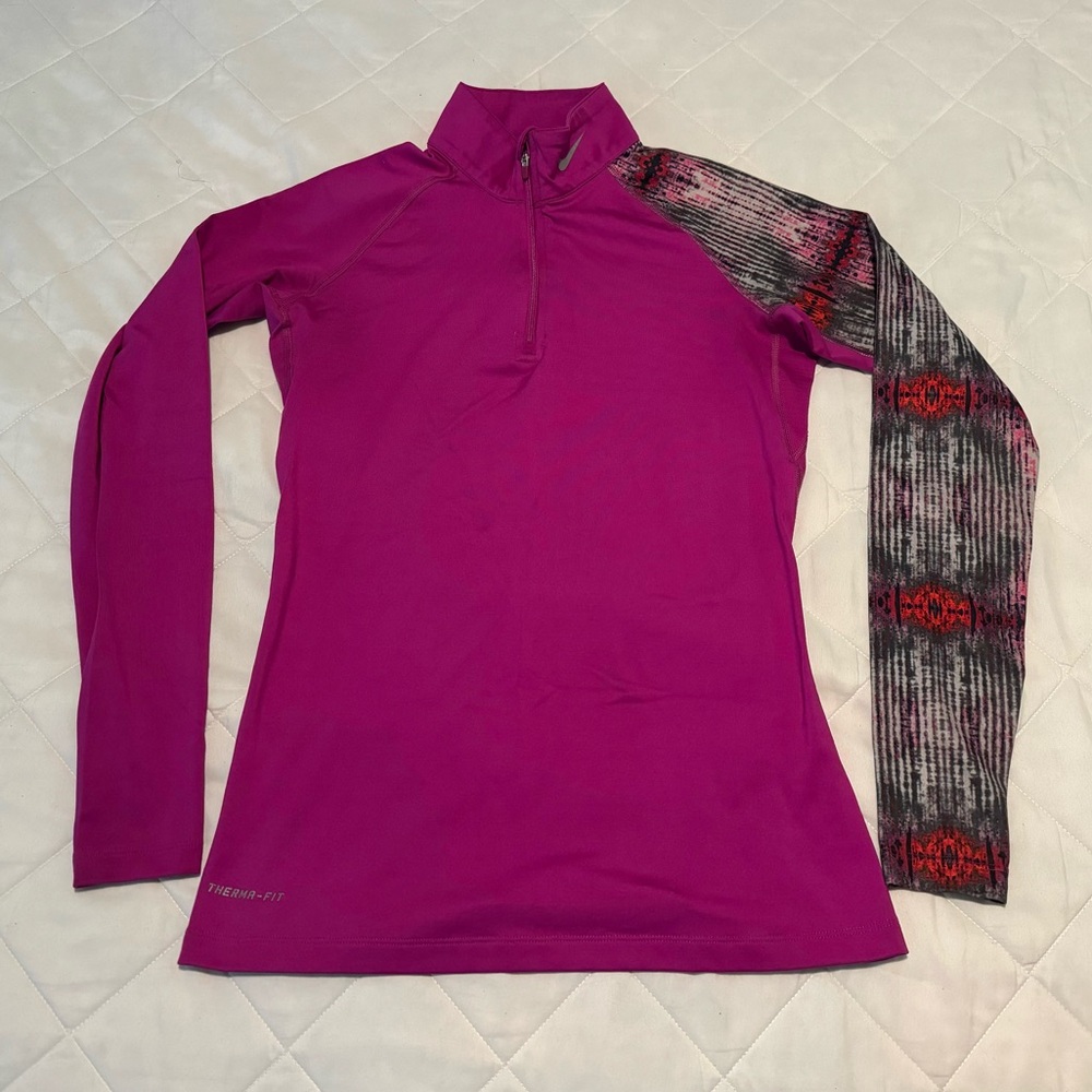 Nike Pro Combat Dri Fit Therma Fit 1/4 Zip Pullover Top Women’s Medium M Pink